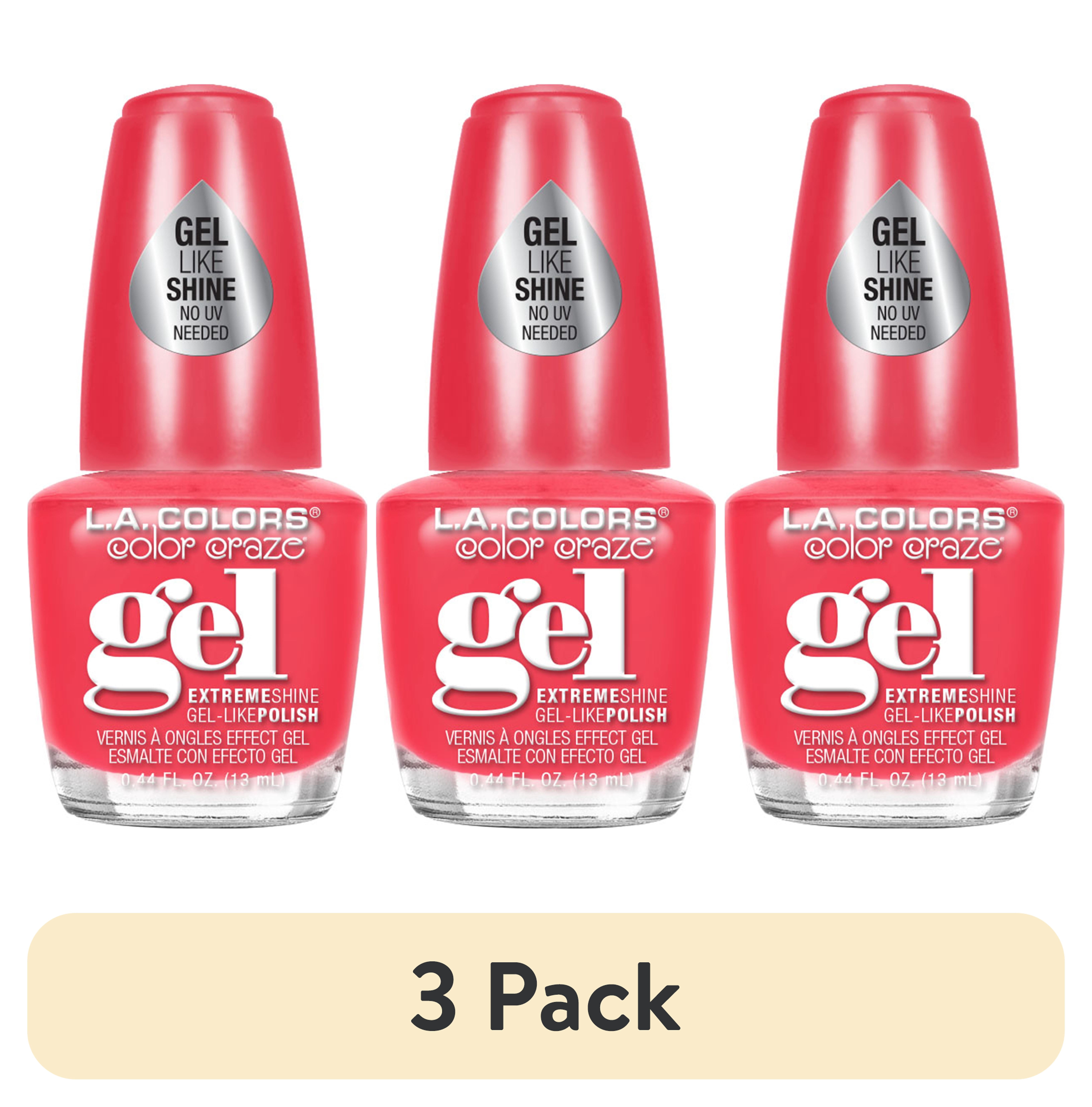 (3 pack) L.A. COLORS Gel-like Nail Polish, Hyperactive, 0.44 fl oz