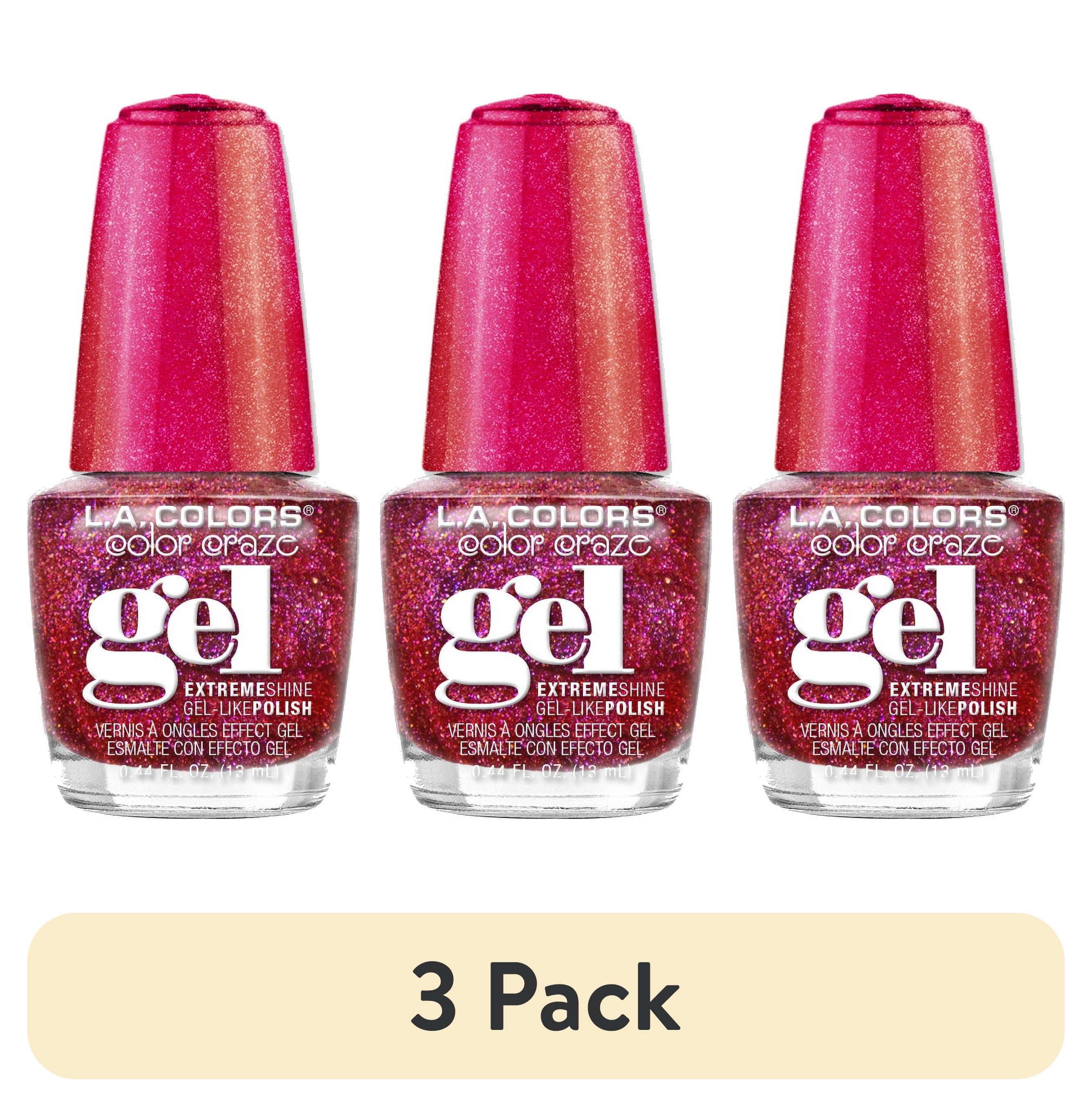 (3 pack) L.A. COLORS Gel-like Nail Polish, Passion Play, 0.44 fl oz