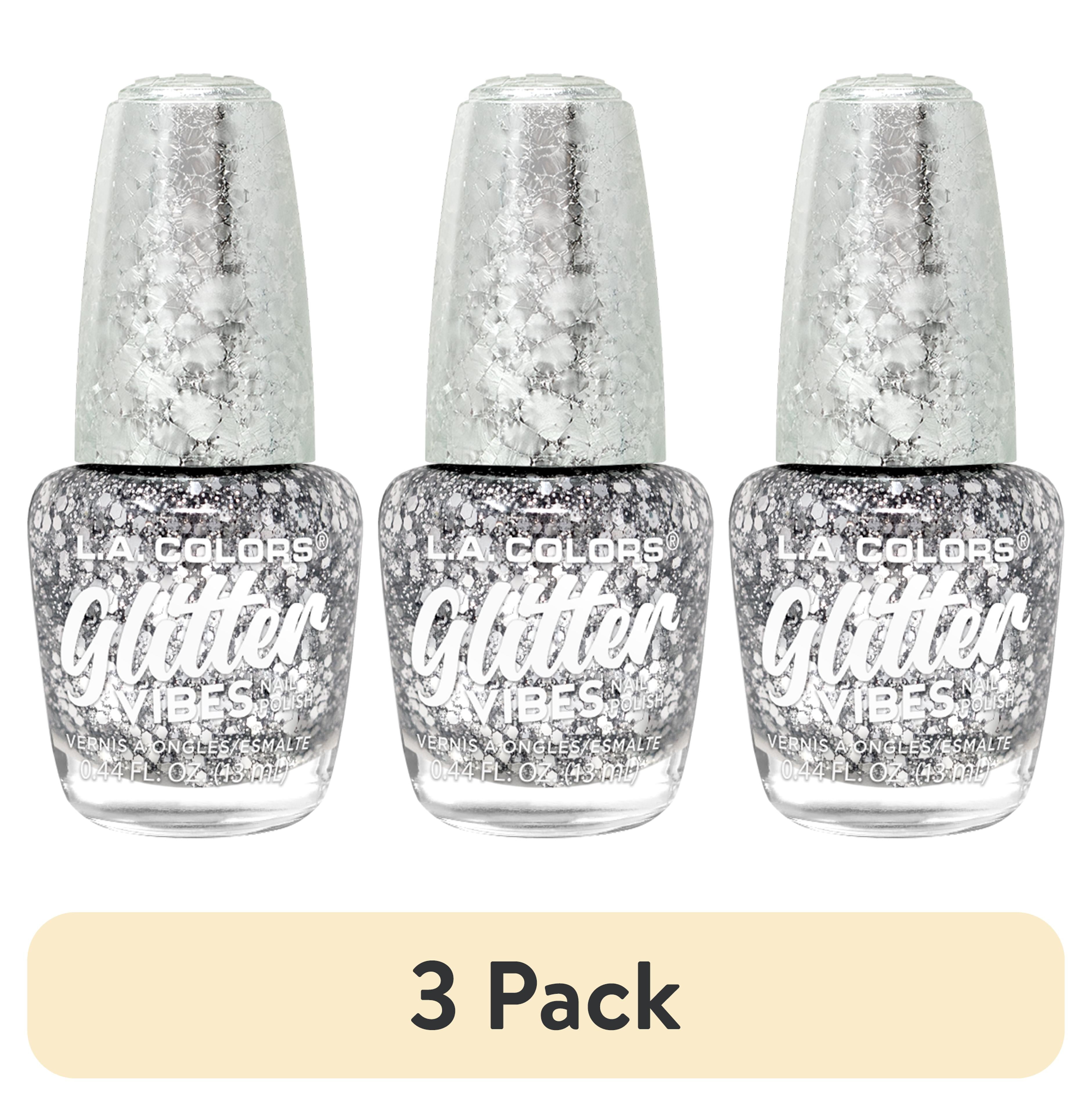 (3 pack) L.A. COLORS Glitter Vibes Nail Poilsh, Highkey, 0.44 fl oz