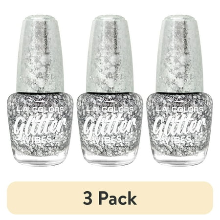 (3 pack) L.A. COLORS Glitter Vibes Nail Poilsh, Highkey, 0.44 fl oz