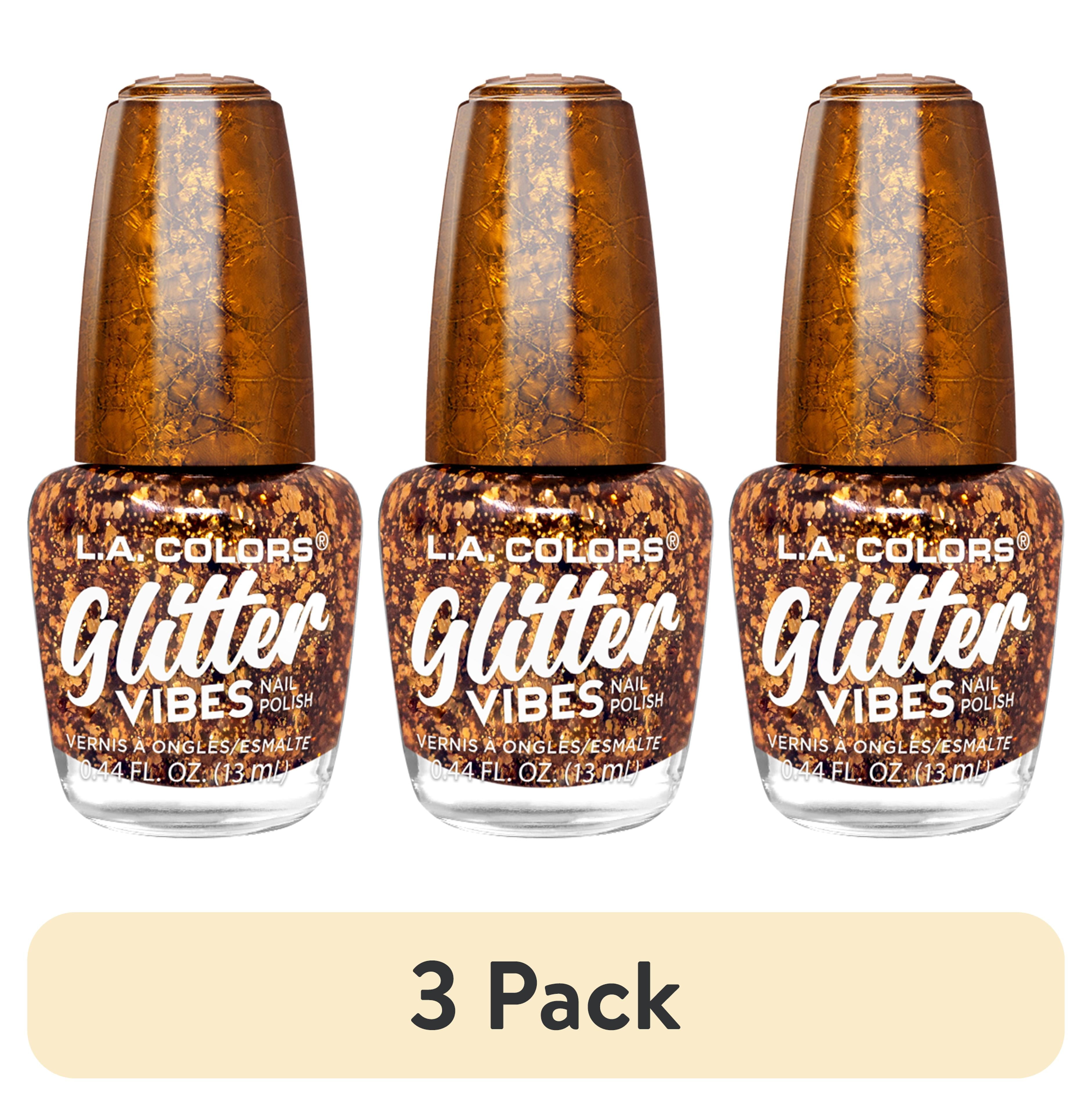 (3 pack) L.A. COLORS Glitter Vibes Nail Polish, Finesse, 0.44 fl oz