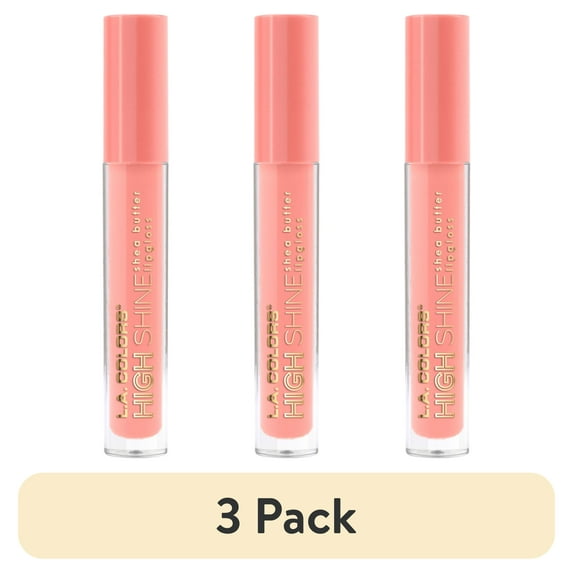 (3 pack) L.A. COLORS Moisturizing High Shine Shea Butter Non-Sticky Lipgloss, Baby Cakes, 0.14 fl oz