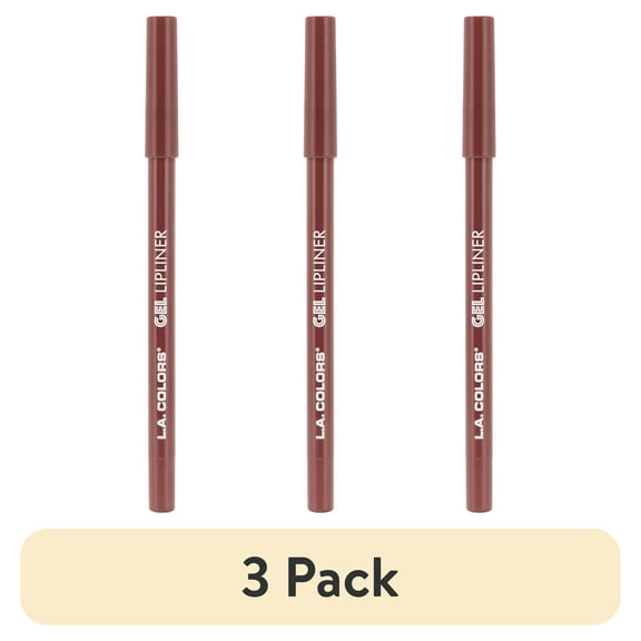 (3 pack) L.A. COLORS Long-lasting Smooth Creamy Matte Glide-on Gel Lipliner, Rose All Day