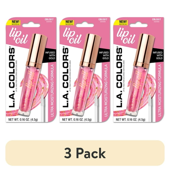 (3 pack) L.A. COLORS Transformative Sheer Hydrating & Lightweight Lip Oil, Sweetie, Pink
