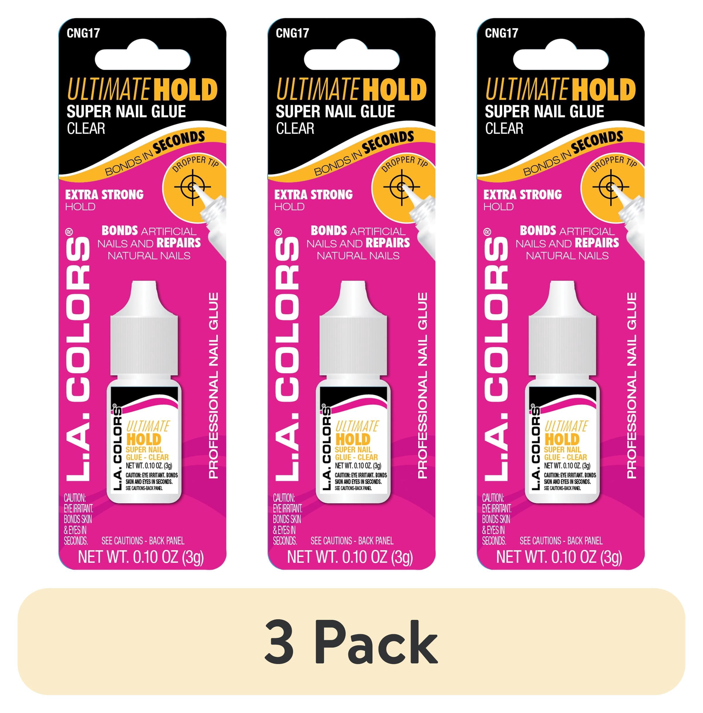 (3 pack) L.A. COLORS Ultimate Hold Precision Tip Super Nail Glue, Clear, 0.10 oz