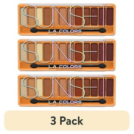 (3 pack) L.A. COLORS Color Vibe 12 Color Eyeshadow Palette, Ultra-Buttery & Vibrant, Sunset,0.30 oz