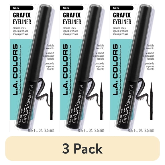 (3 pack) L.A. COLORS Ultra-Stay Grafix Eyeliner, Black, 0.12 fl oz