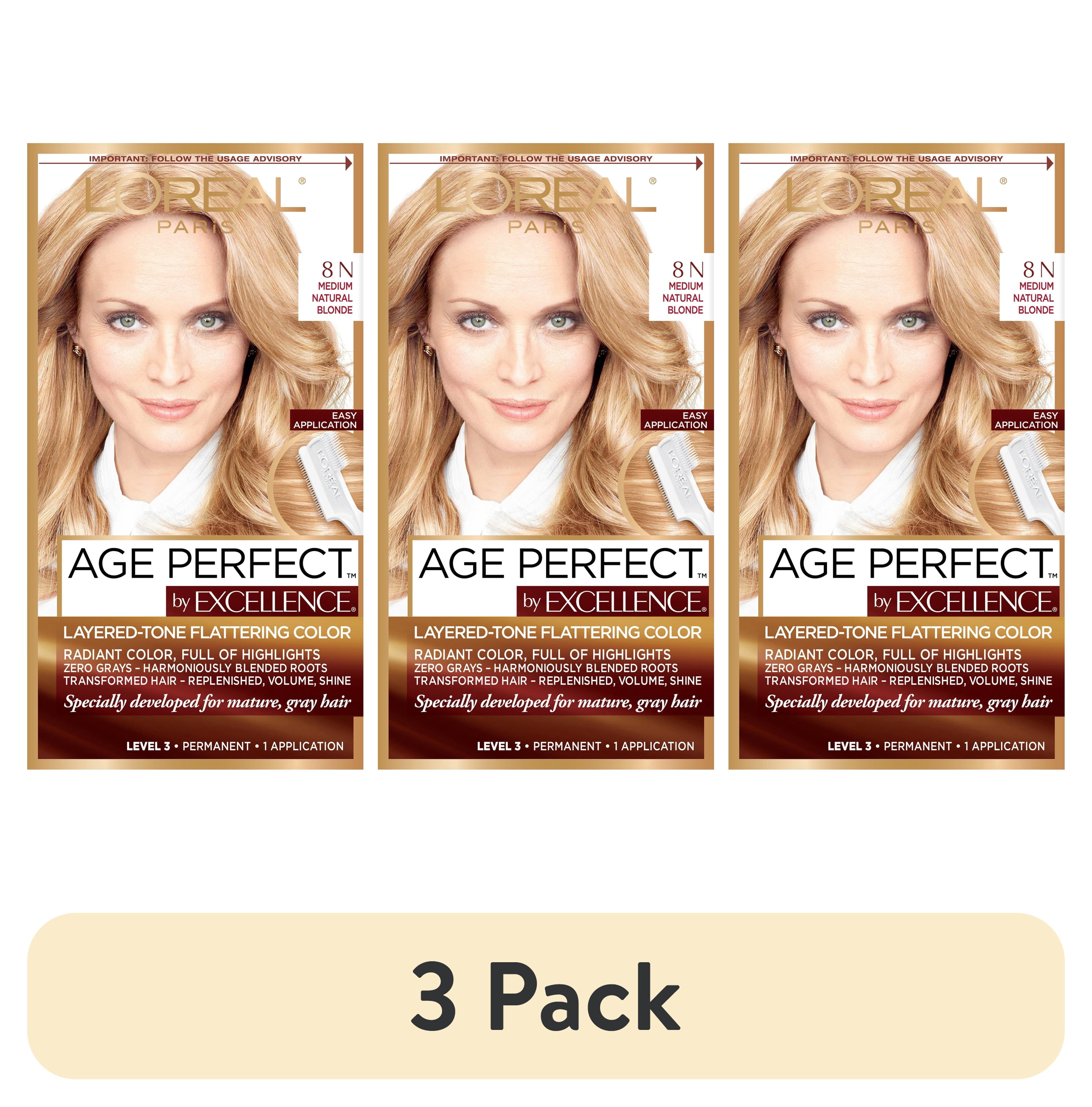 (3 pack) L'Oreal Paris Age Perfect Hair Color, 8N Medium Natural Blonde ...