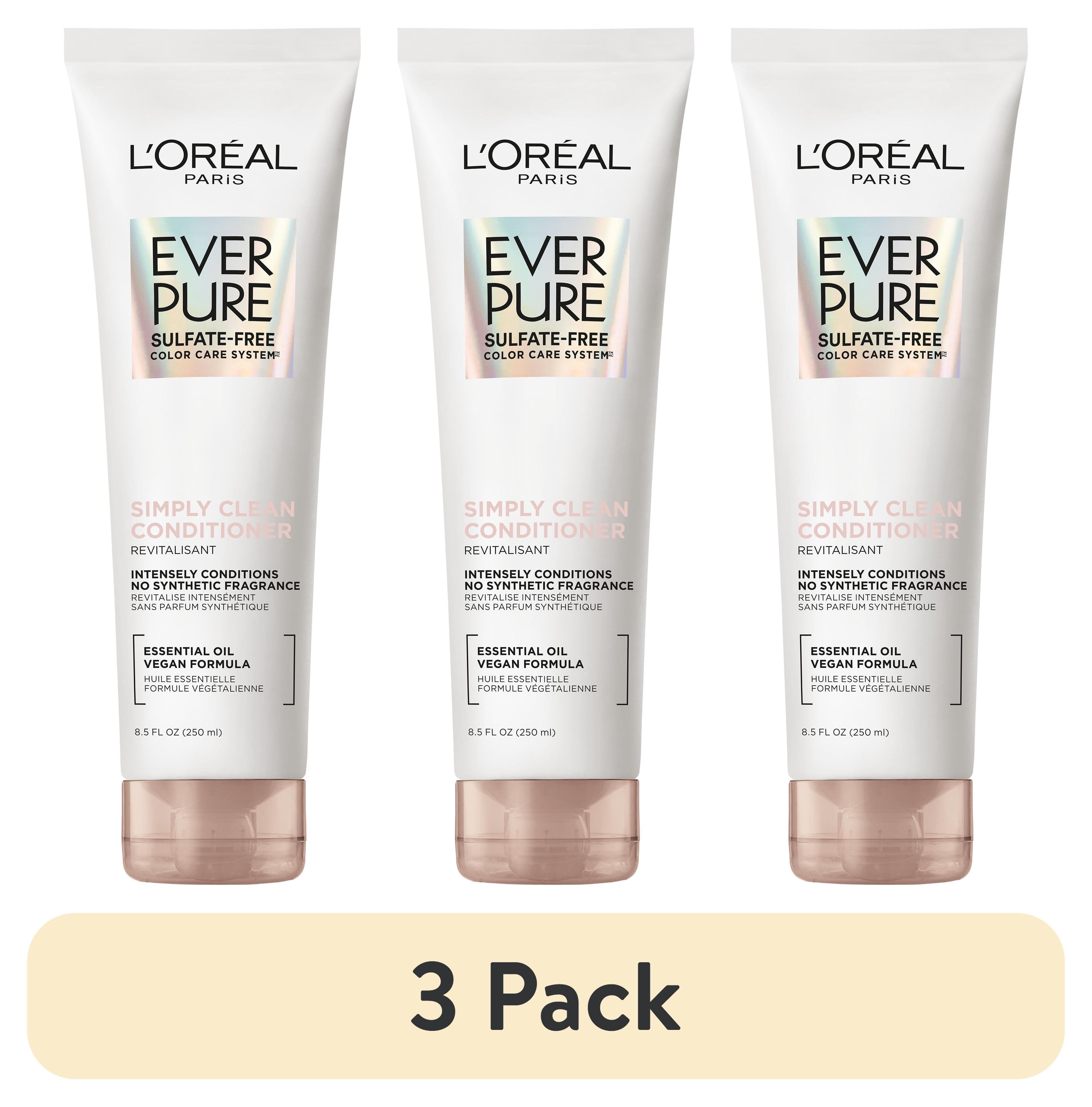(3 pack) L'Oreal Paris EverPure Simply Clean Squeeze Conditioner, Color Protection, 8.5 OZ