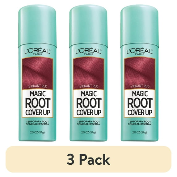 (3 pack) L'Oreal Paris Magic Root Cover Up, Temporary Gray Concealer Spray, Bright Red, Aerosol, 2 oz