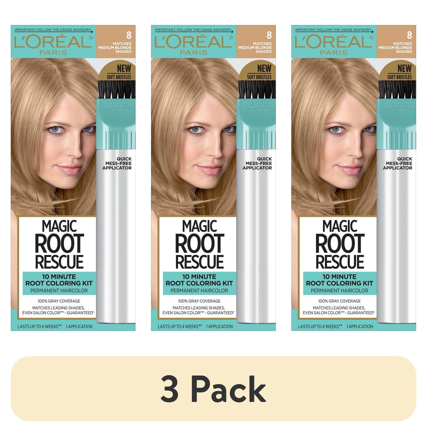 (3 pack) L'Oreal Paris Magic Root Rescue Hair Color, 8 Medium Blonde, 1 ...