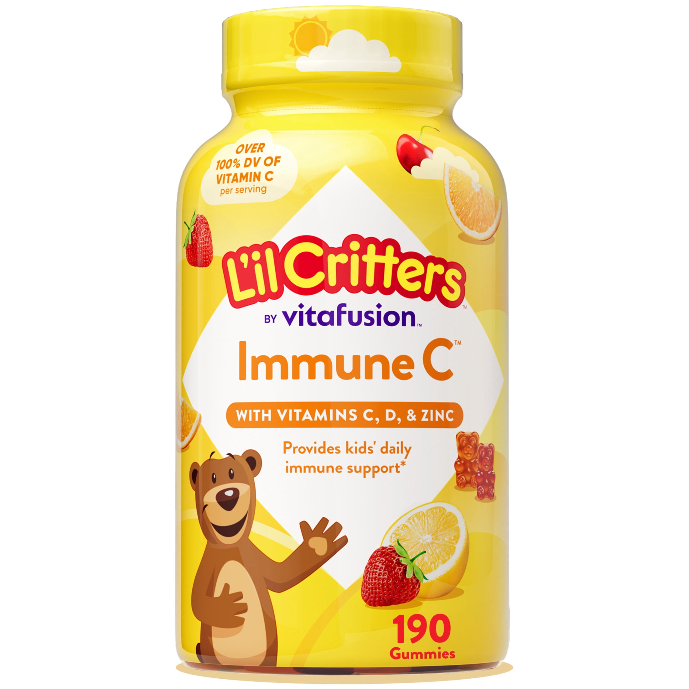(3 pack) L'il Critters Immune C Kids Gummy Vitamins Supplement, Fruit Flavored, 190 Count