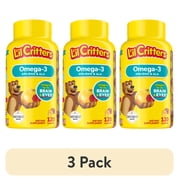 3 pack Lil Critters Kids Omega-3 Gummy Vitamins with 3 fatty acids, DHA, EPA & ALA, Citrus Flavors, 120 ct