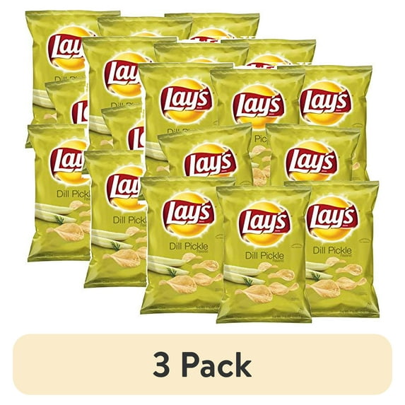(3 pack) LAY'S Dill Pickle Flavored Potato Chips, 1.5 ounce bags (Pack of 8)