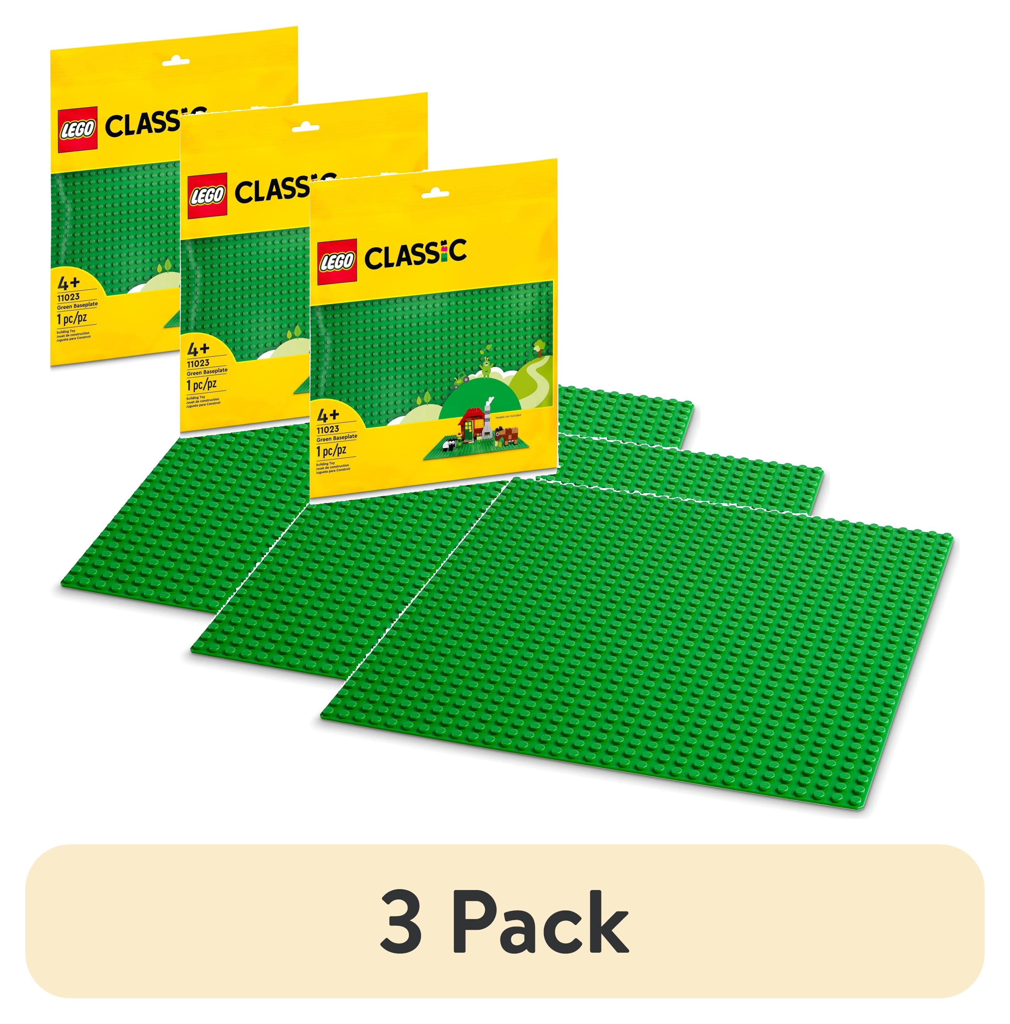 (3 pack) LEGO Classic Green Baseplate, Square 32x32 Stud Foundation to Build, Play, and Display Brick Creations, Great for Grassy Nature Landscapes, 11023