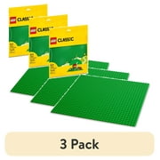 3 pack LEGO Classic Green Baseplate, Creative Toy for Back to School, Square 32x32 Stud Foundation to Build and Display Brick Creations, Great for Grassy Nature Landscapes and Back to School Supplies, 11023