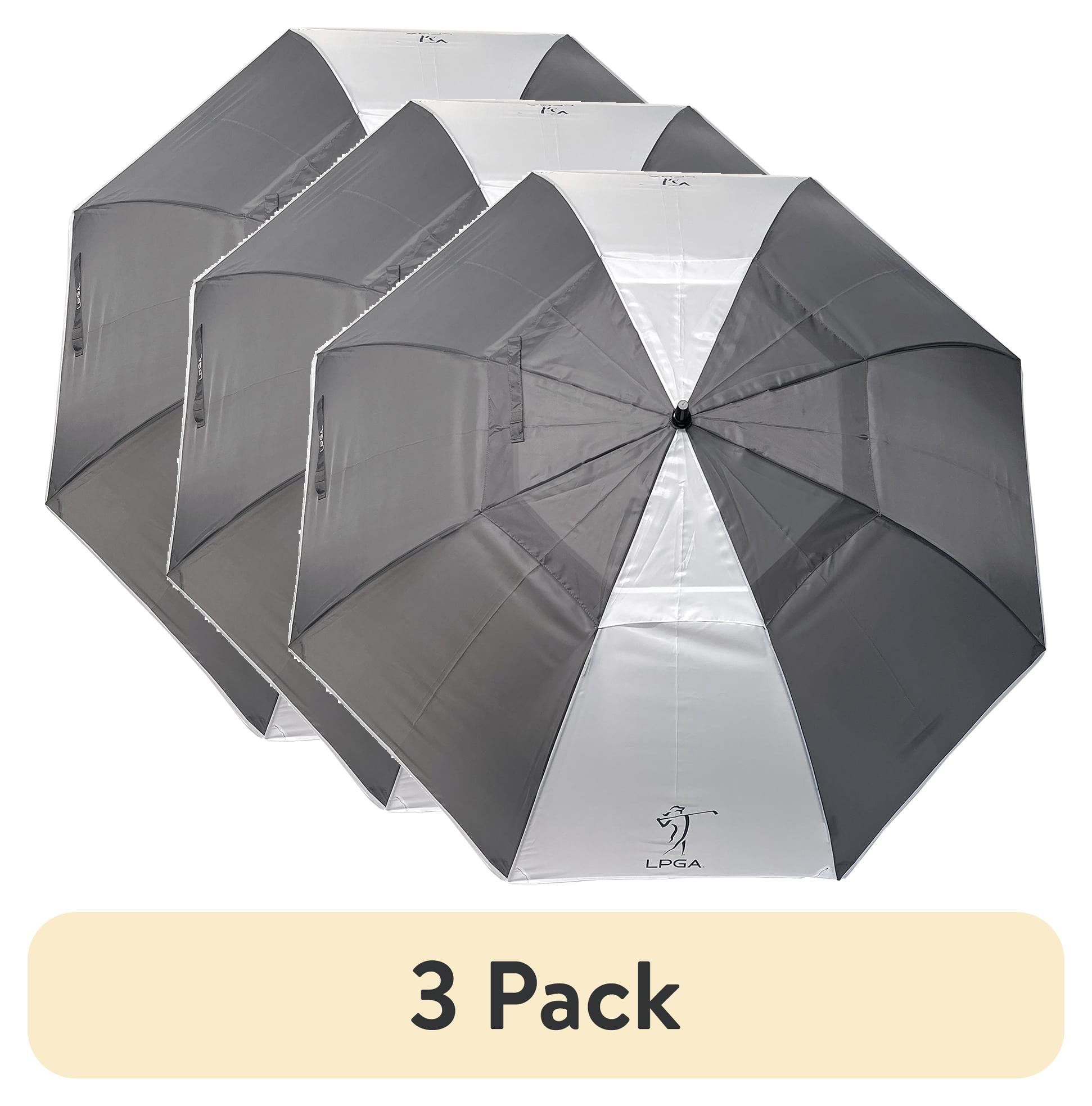 (3 pack) LPGA 68-inch Auto Open Vented Golf Umbrella, Grey/White