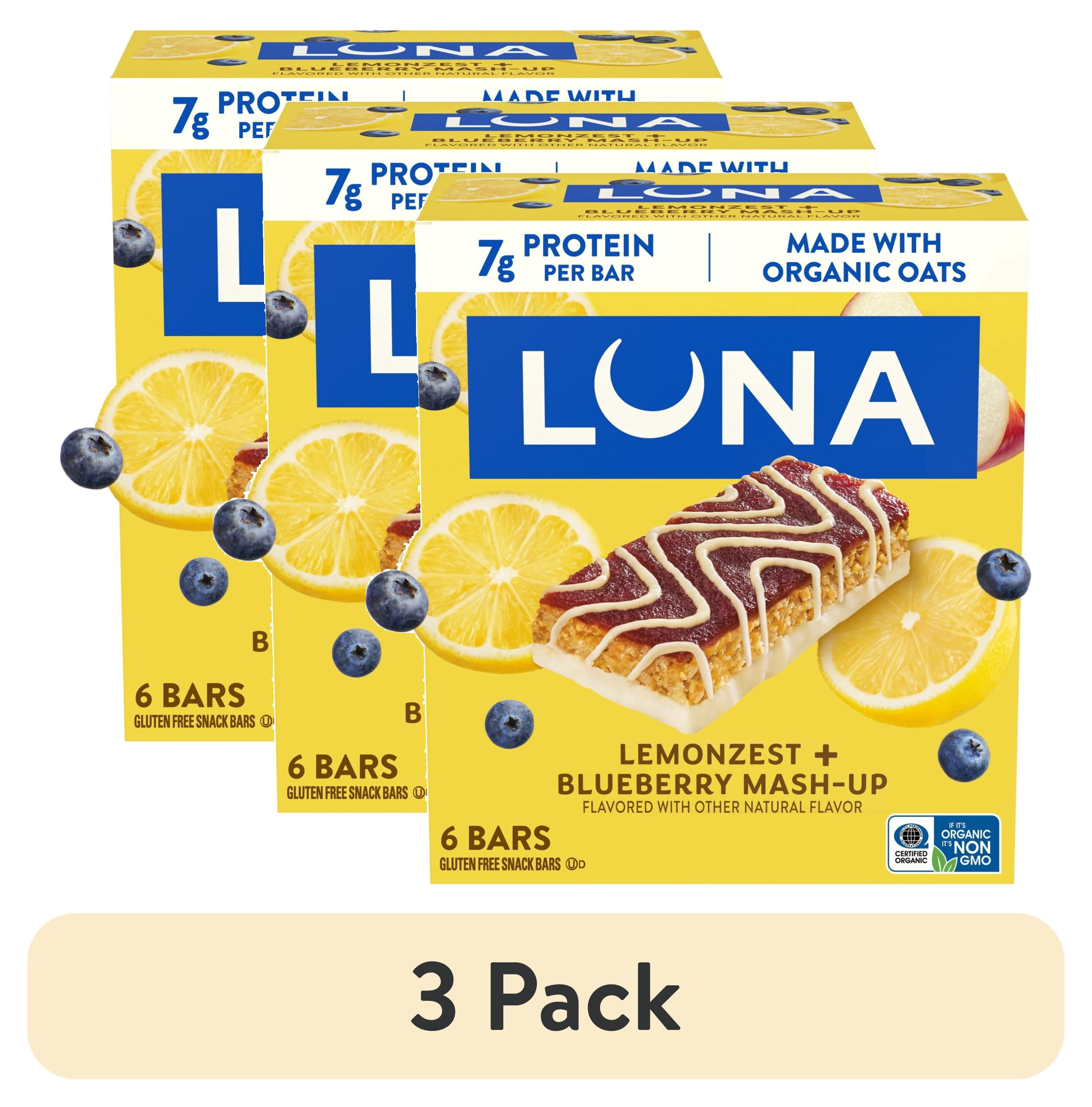 3 pack) LUNA LemonZest + Blueberry Flavor Gluten Free Snack Bars