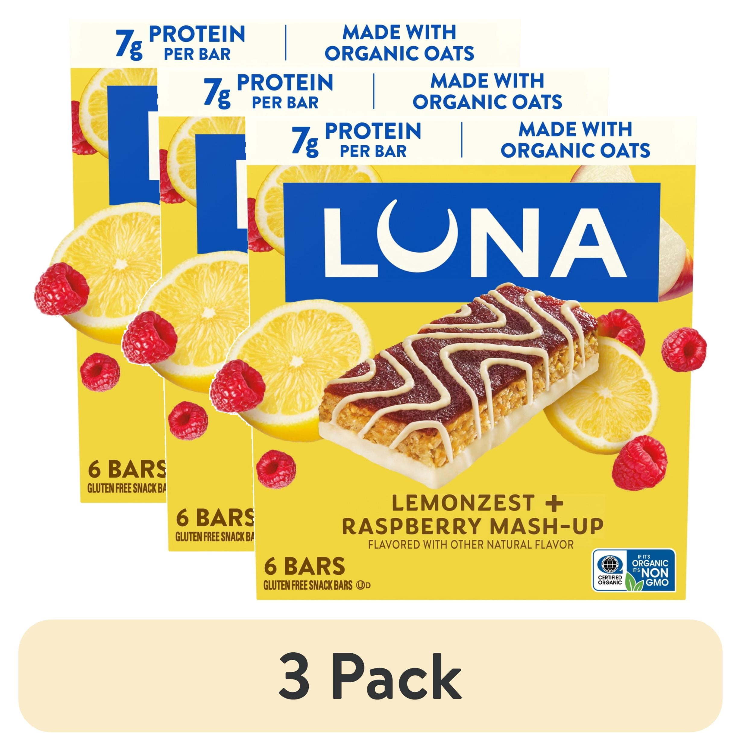 3 pack) LUNA LemonZest + Raspberry Flavor Gluten Free Snack Bars