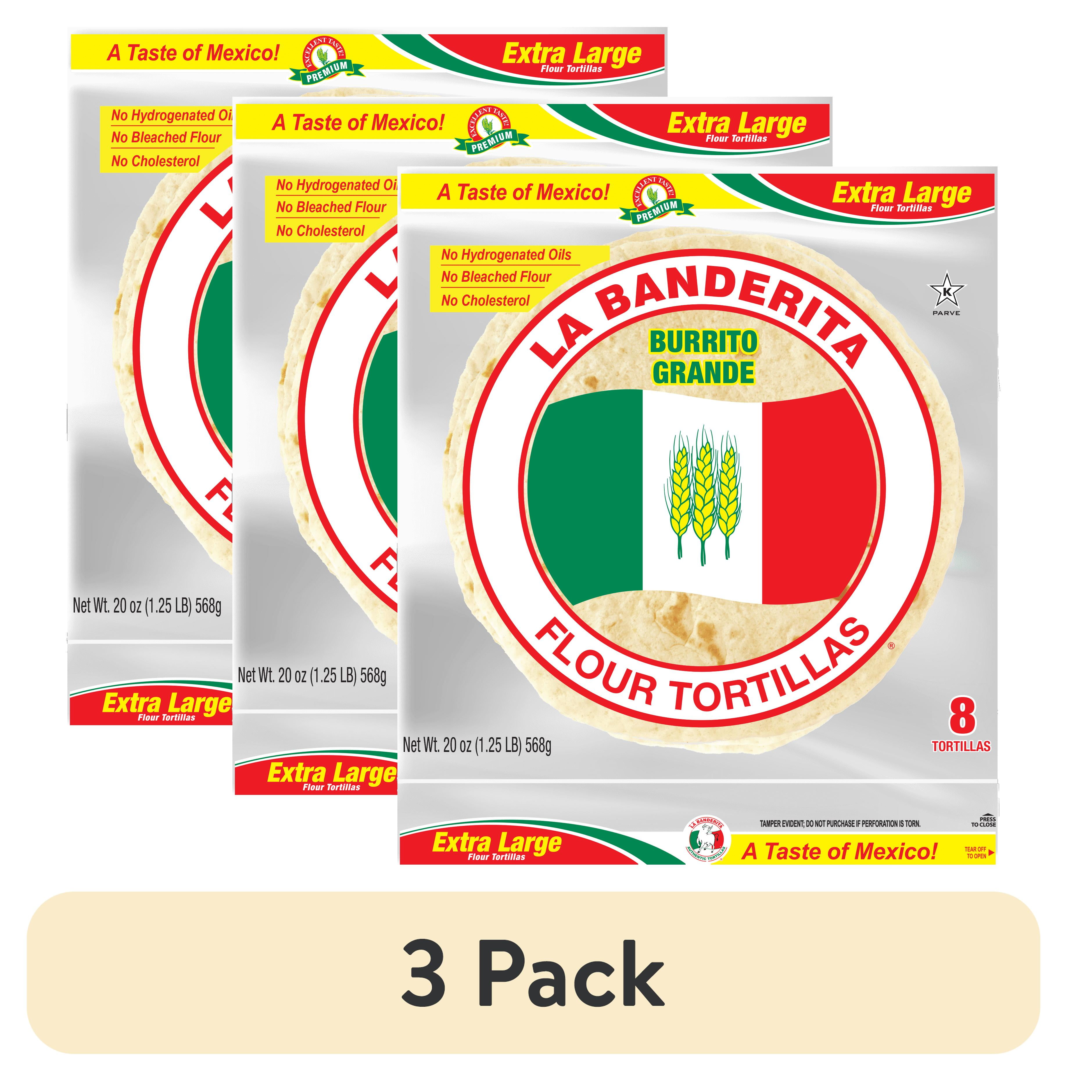 (3 pack) La Banderita Burrito Grande Extra Large Flour Tortillas 8 Count