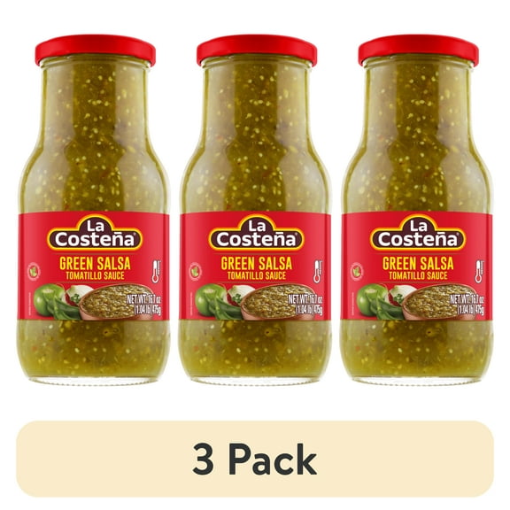 (3 pack) La Costena Green Medium Mexican Salsa, 16.7 oz
