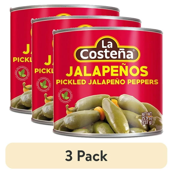 (3 pack) La Costea Pickled Whole Jalapeno Peppers, 25.9 oz