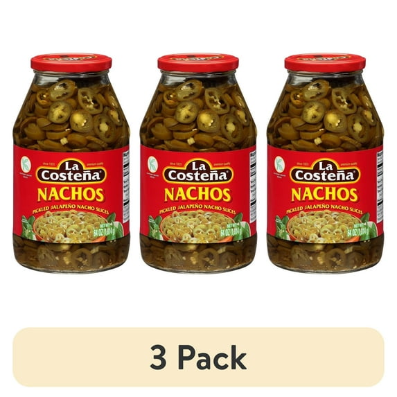 (3 pack) La Costeña Pickled Nacho Jalapeno Slices, 64 oz