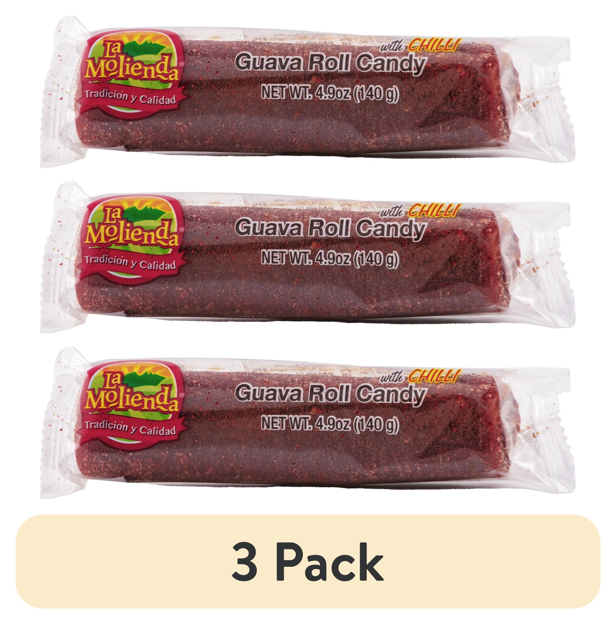 (3 pack) La Molienda Guava Roll with Chili Candy, Mexican Traditional Fruit Candy, 4.9 oz