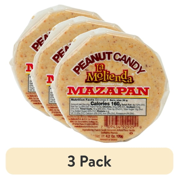 (3 pack) La Molienda Mazapan Peanut Candy, Mexican Traditional Ground Nut Candy, 4.22 oz