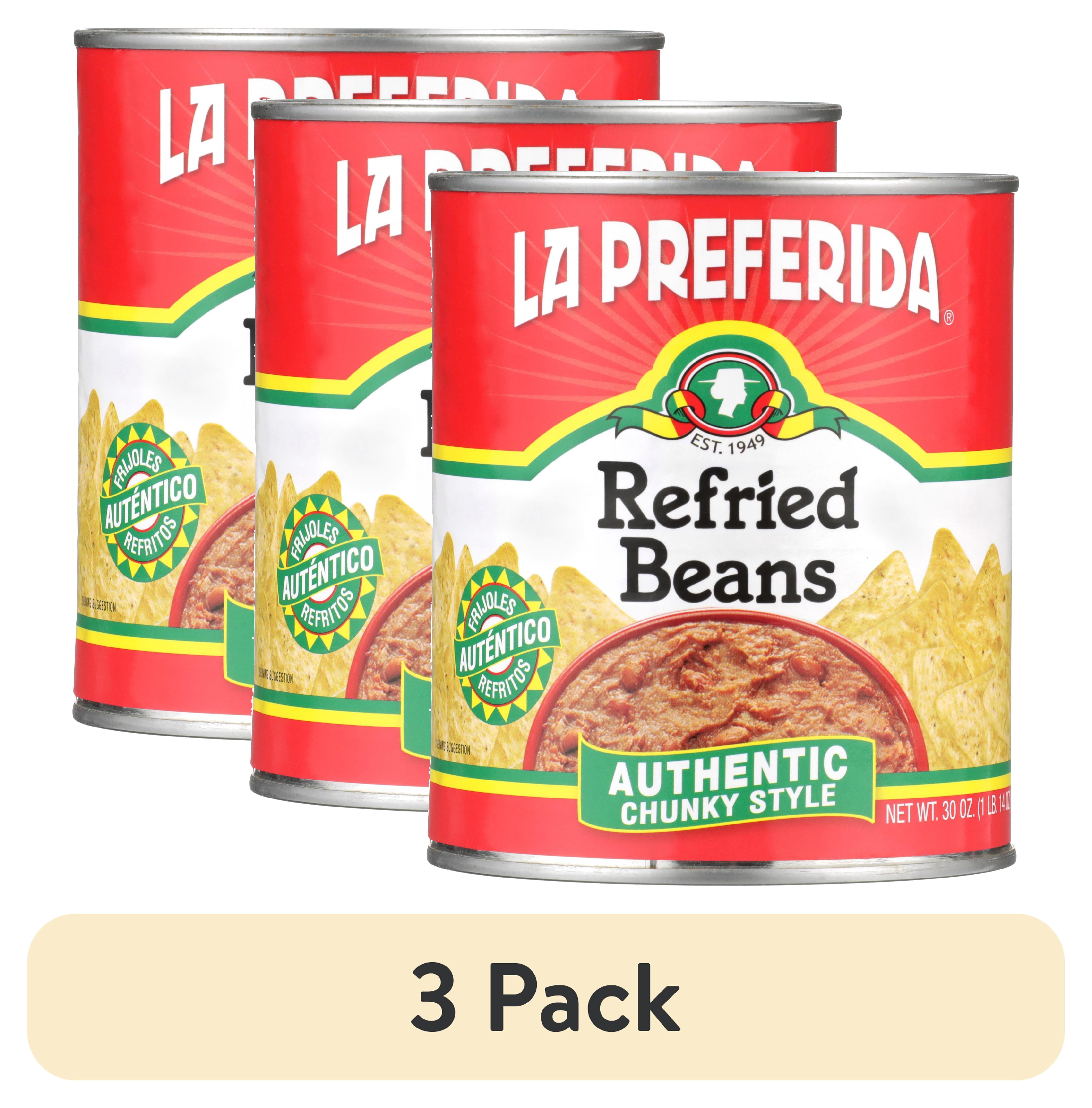(3 pack) La Preferida Authentic Chunky Style Refried Beans, 30 oz, Can