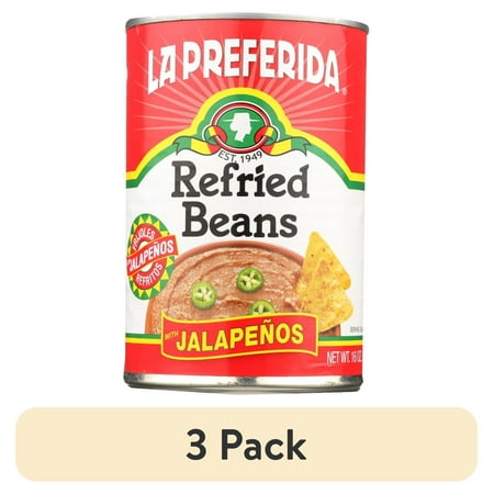 (3 pack) La Preferida Refried Beans with Jalapenos, 16 oz