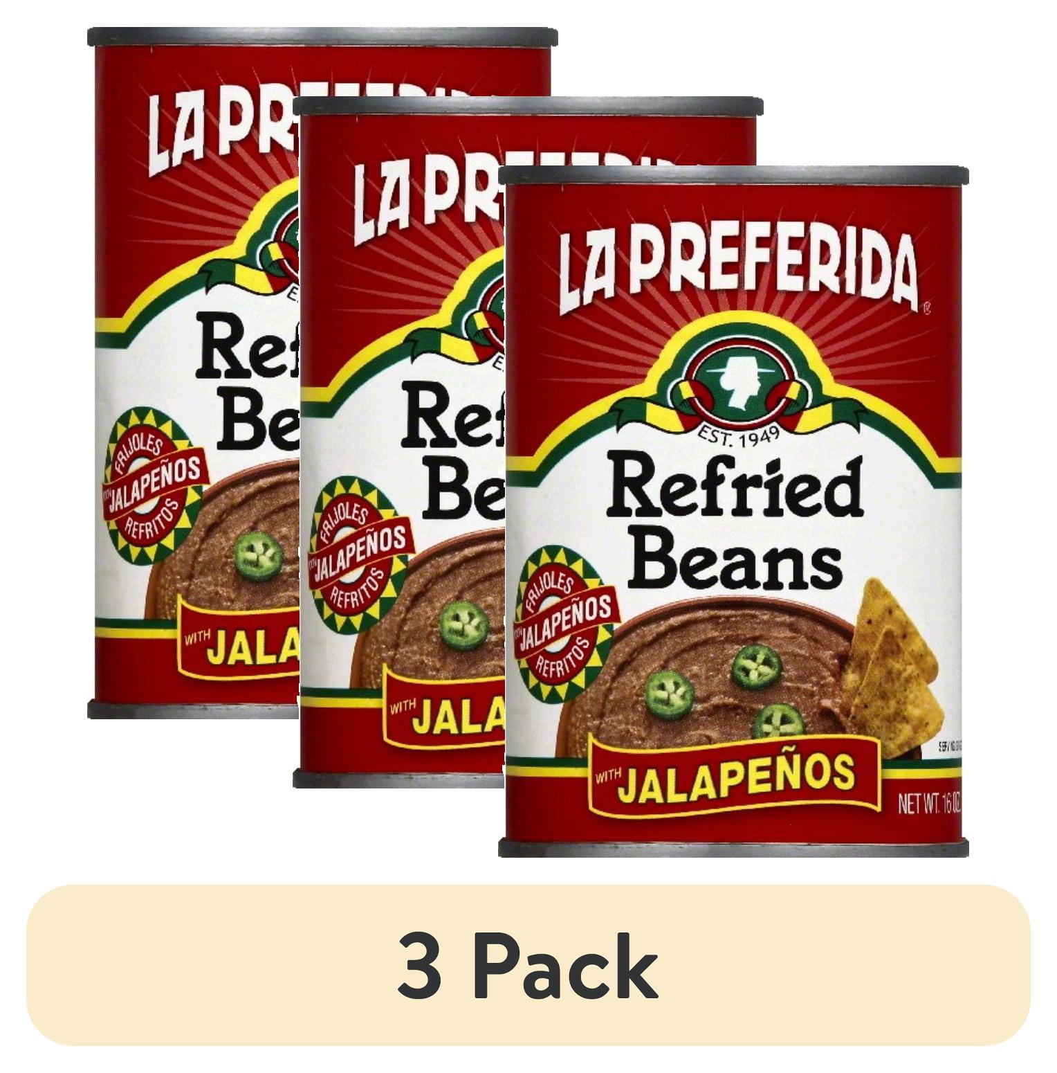 (3 pack) La Preferida Refried Beans with Jalapenos, 16 oz