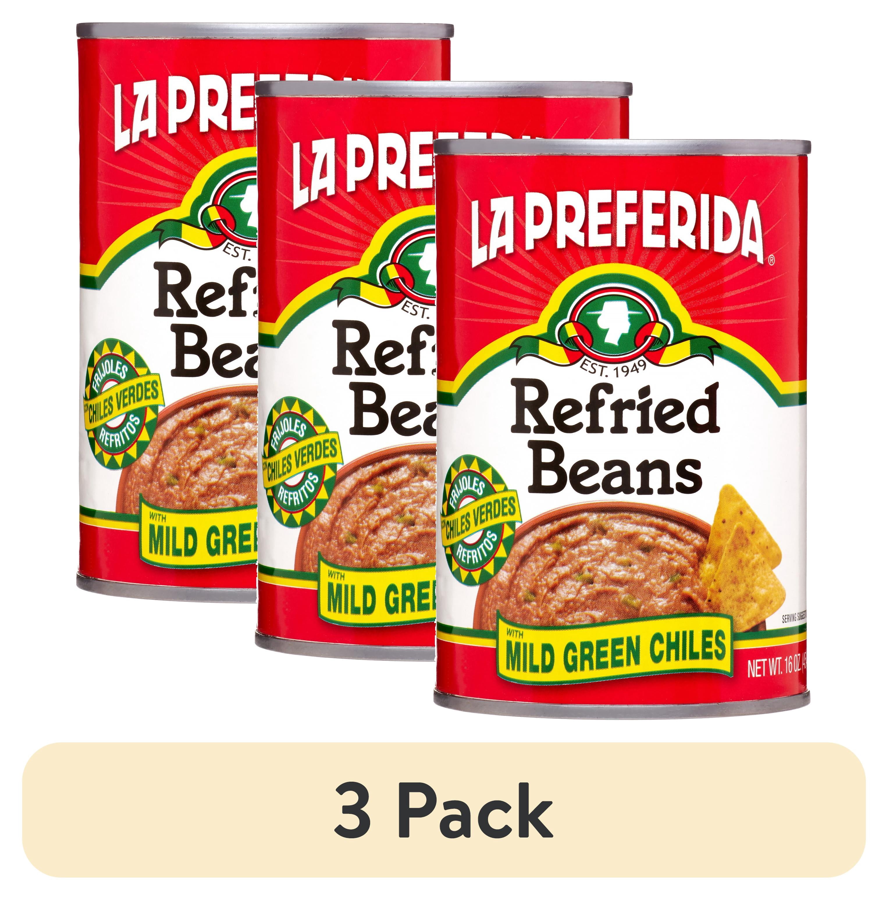 (3 pack) La Preferida Refried Beans with Mild Green Chiles, 16 oz