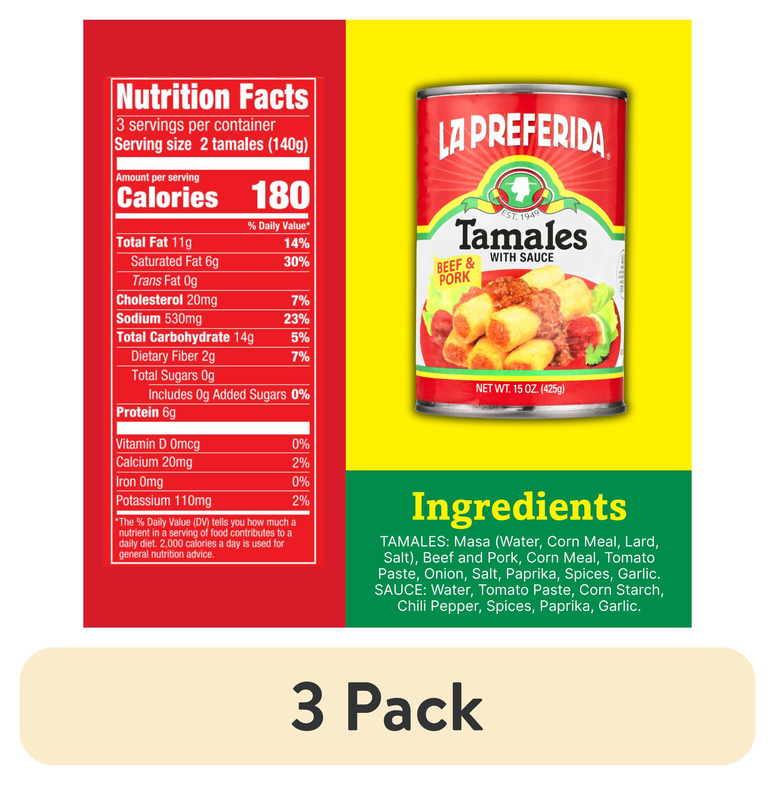 (3 pack) La Preferida Beef & Pork Tamales (in Savory Tomato Sauce)