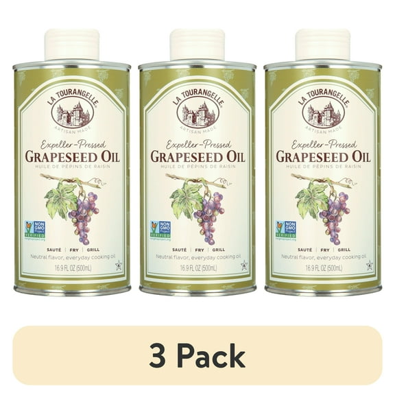 (3 pack) La Tourangelle Expeller-Pressed Grapeseed Oil, 16.9 Fl oz