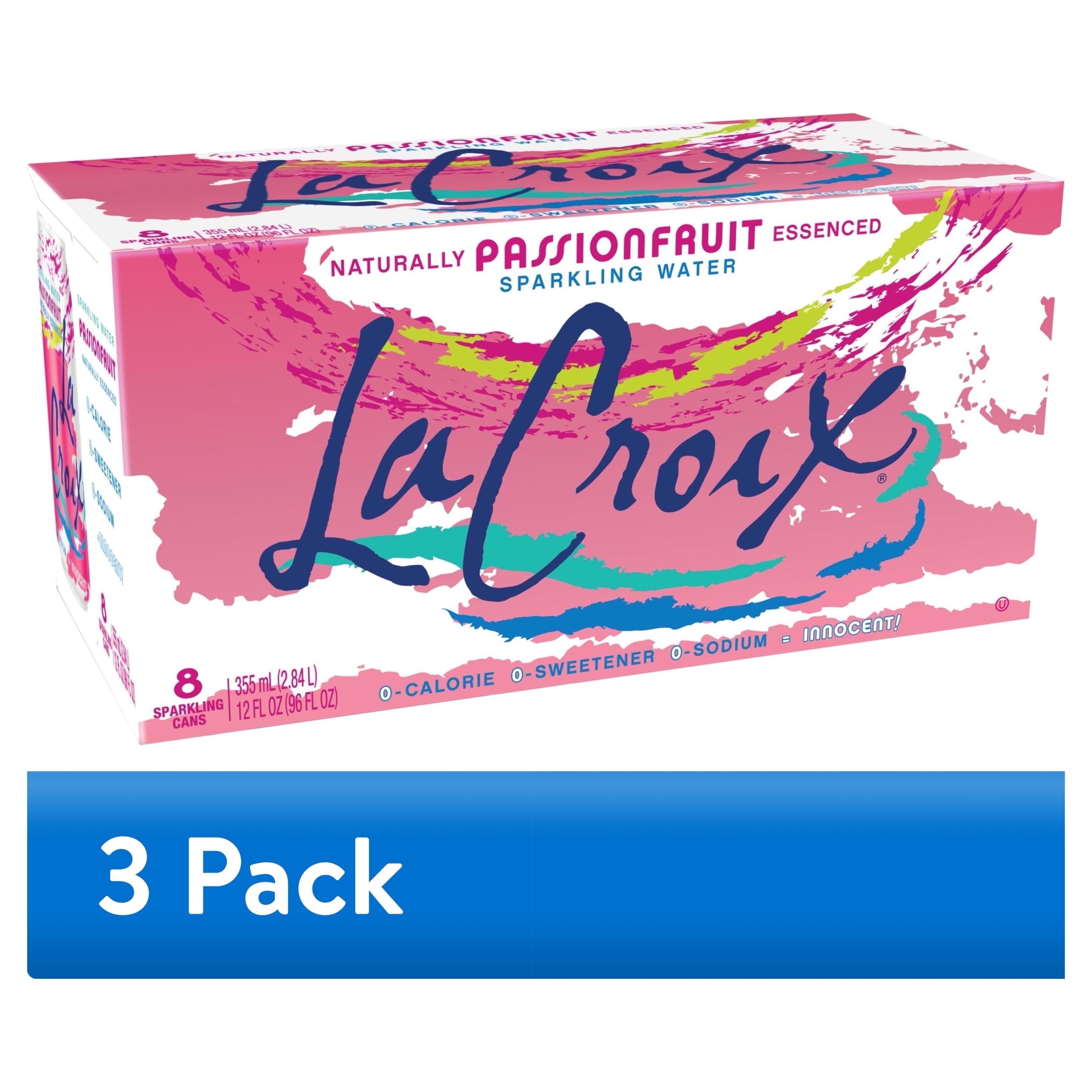 (3 pack) LaCroix Passionfruit Sparkling Water, 12 Fl. Oz., 8 Count