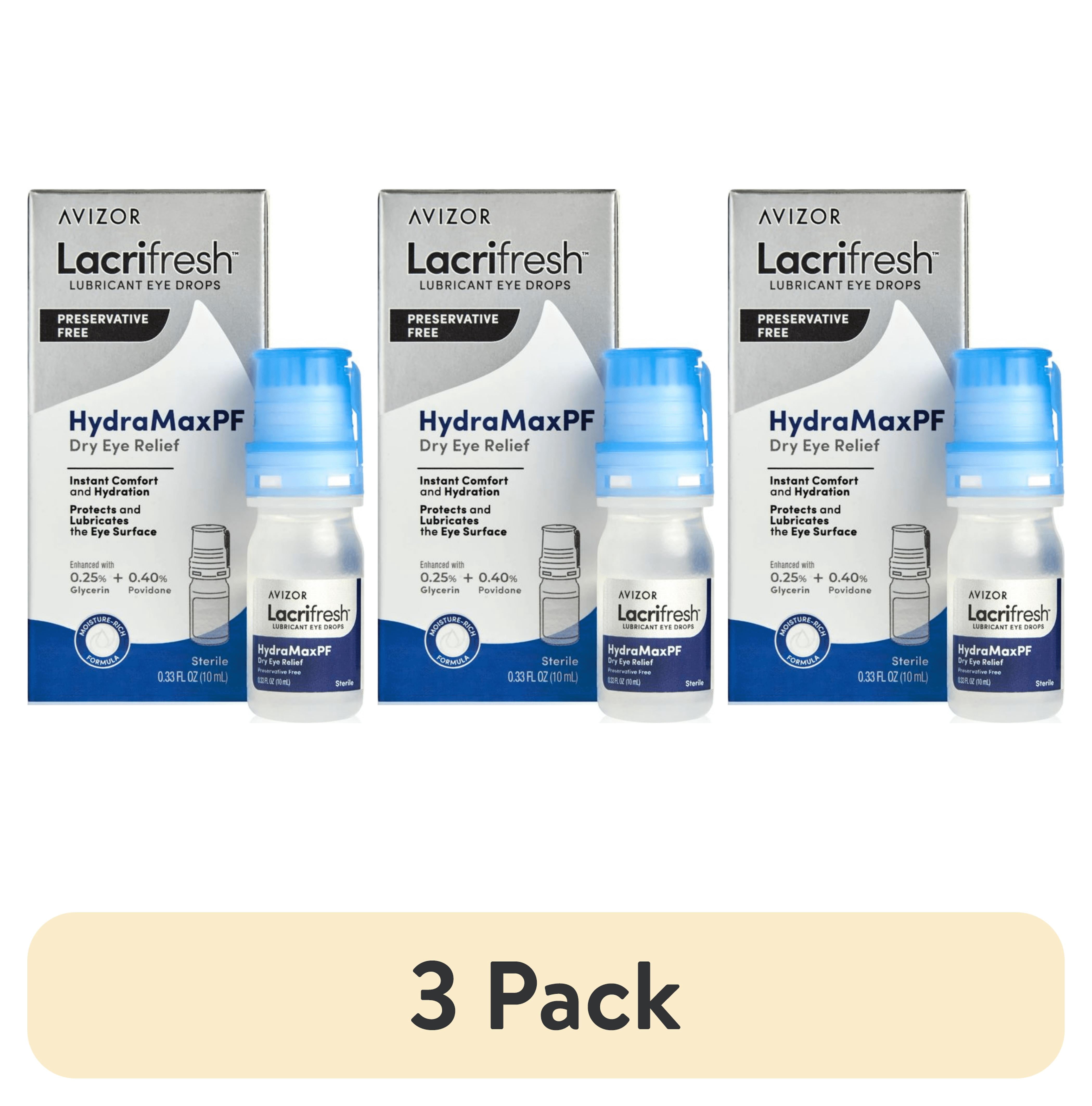 (3 pack) Lacrifresh HydraMax Preservative-Free Lubricant Eye Drops for Dry Eye Relief