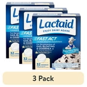 (3 pack) Lactaid Fast Act Lactose Relief Chewables, Vanilla, 32 Packs of 1 Ct
