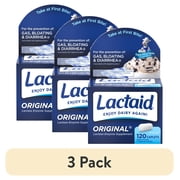 3 pack Lactaid Original Strength 9000 FCC Lactase Enzyme Caplets, Lactose Intolerance, 120 Count