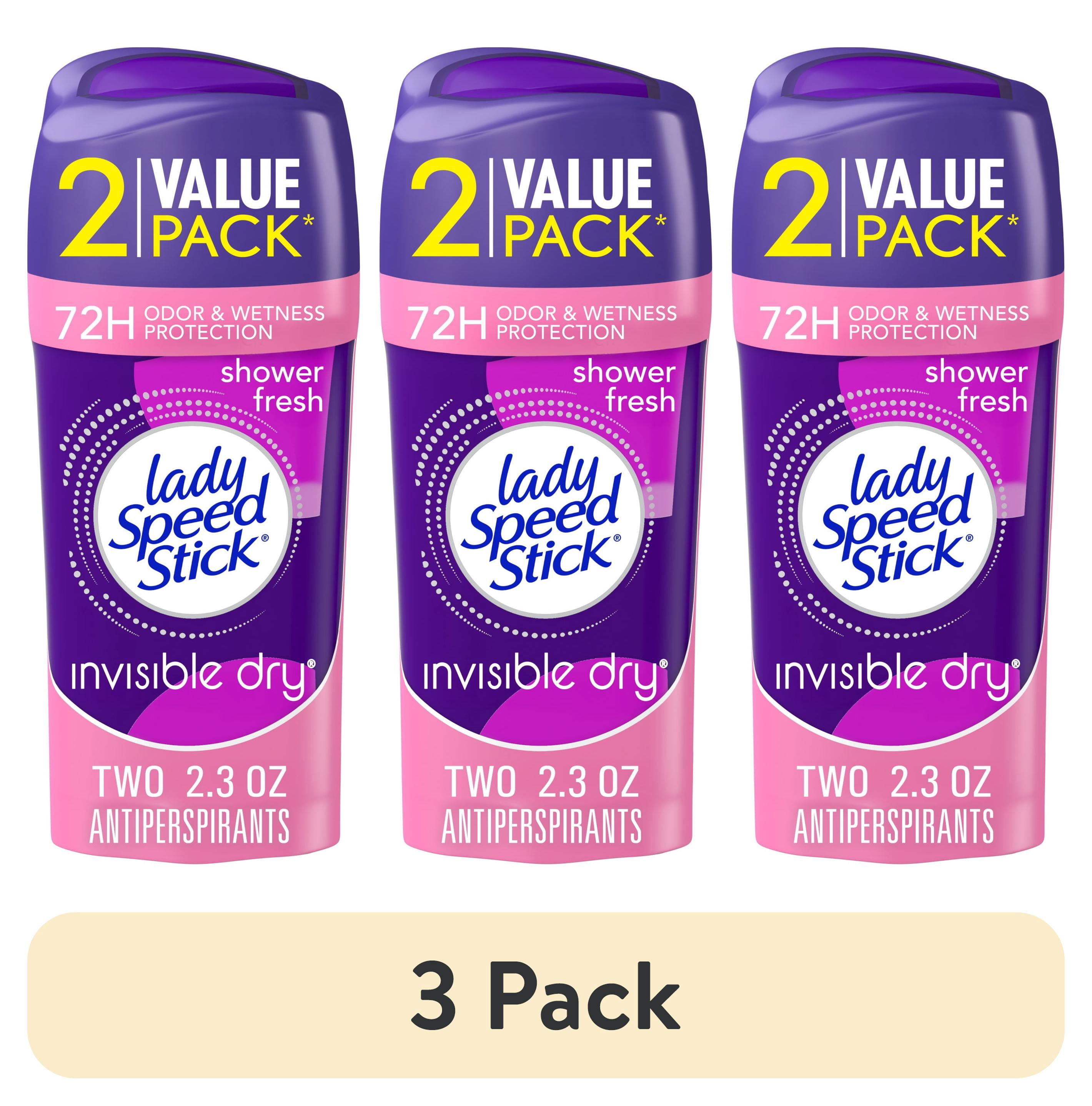 (3 pack) Lady Speed Stick Antiperspirant Deodorant for Women, Shower Fresh Scent, 2.3 oz Stick (2 Pack)