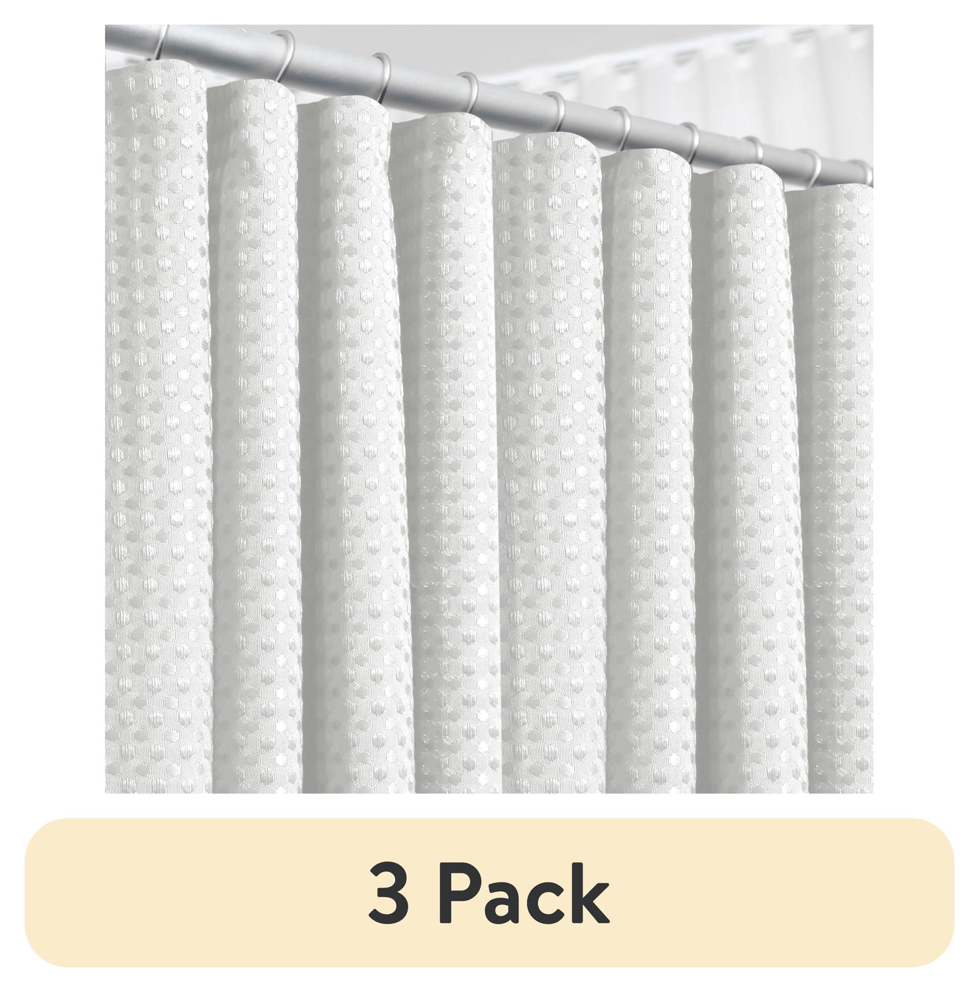 (3 pack) LammaLoe White Shower Curtains, Waffle Weave Heavy Duty Fabric Shower Curtain, 72” x 72" Hotel Luxury 256 GSM Bathroom Curtains