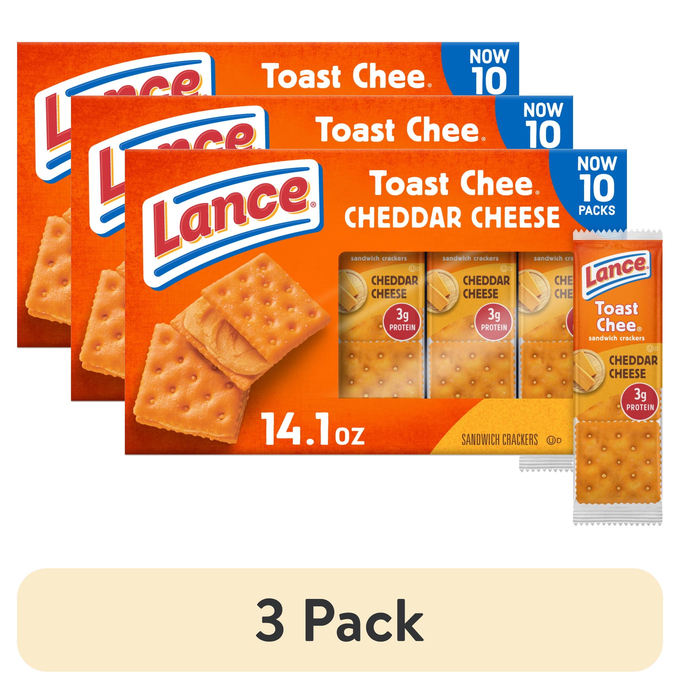 (3 pack) Lance Sandwich Crackers, ToastChee Cheddar, 10 Individually ...