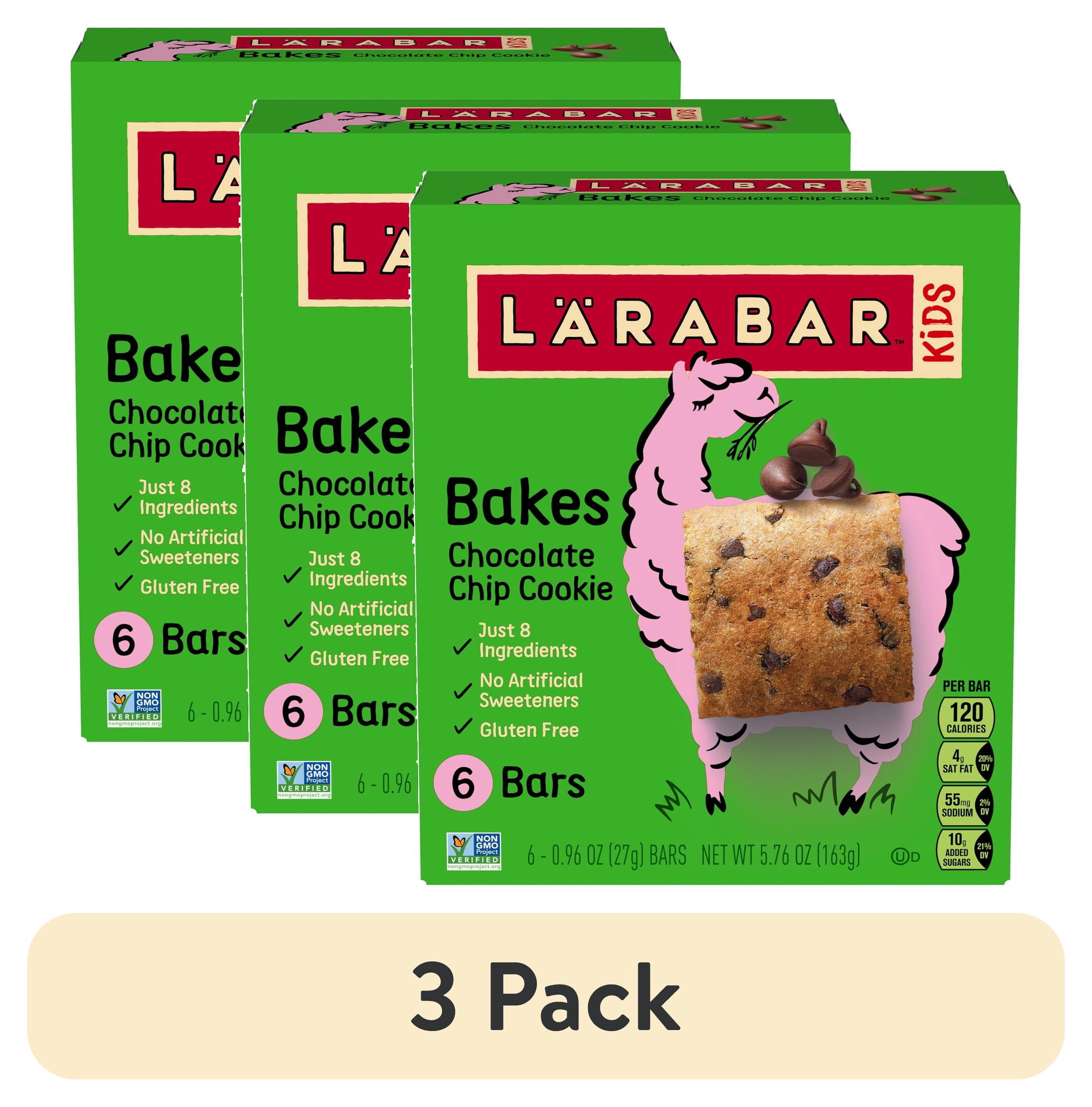 (3 pack) Larabar Kids, Bakes Chocolate Chip Cookie Bars, Gluten Free, 6 Ct, 5.76 oz