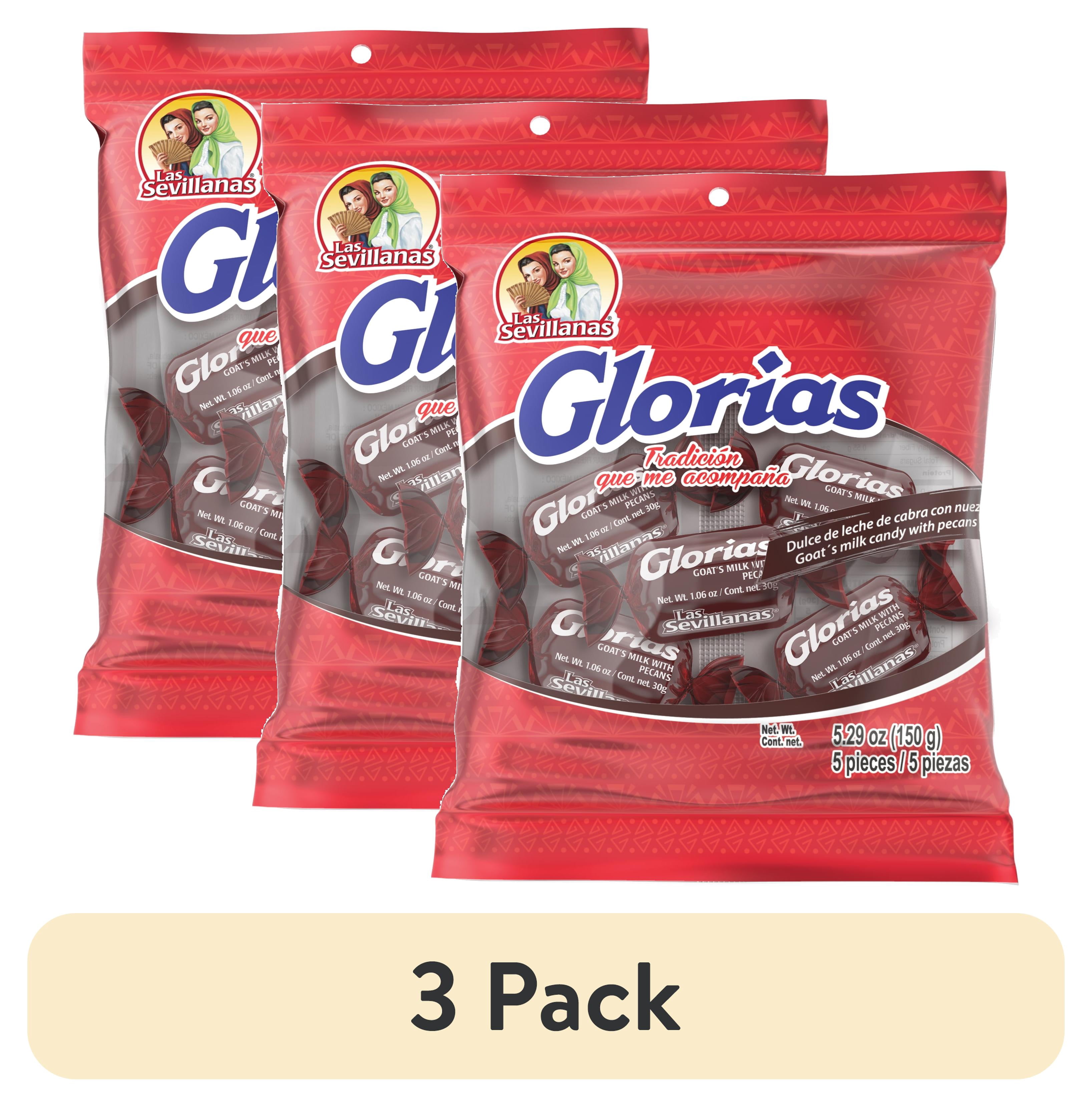 (3 pack) Las Sevillanas Glorias Goat Milk and Pecan Candy, 5.29 oz / 5 pieces