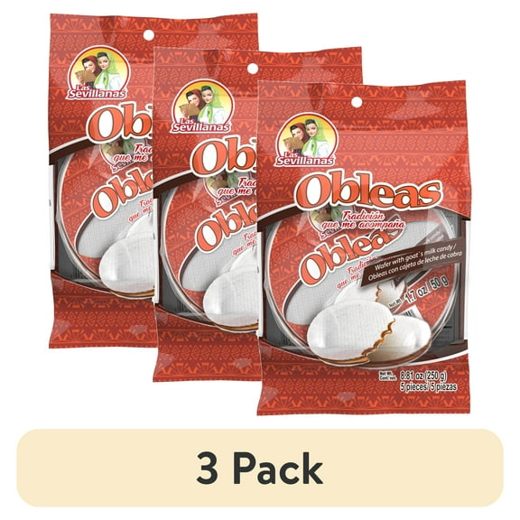 (3 pack) Las Sevillanas Medium Wafer with Goat Milk Candy (Cajeta), 8.81 oz / 5 Pieces