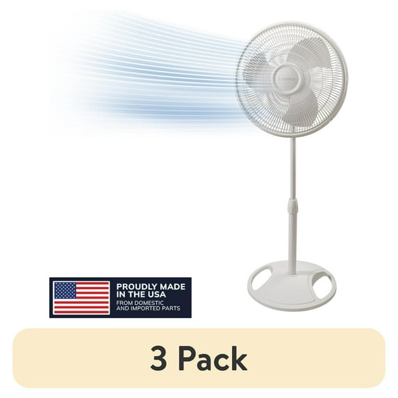 (3 pack) Lasko 16" Oscillating 3-Speed Pedestal Fan, S16200, White