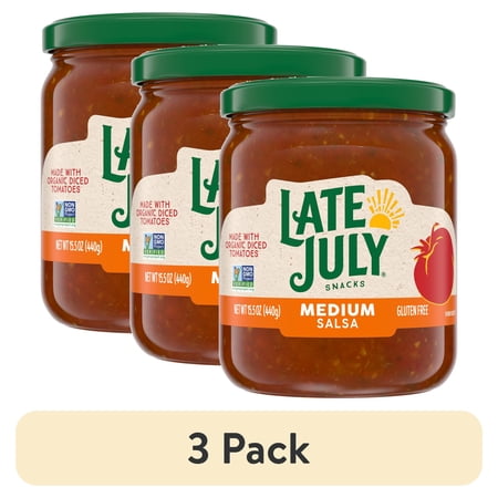 (3 pack) Late July Snacks Medium Salsa, 15.5 oz Jar