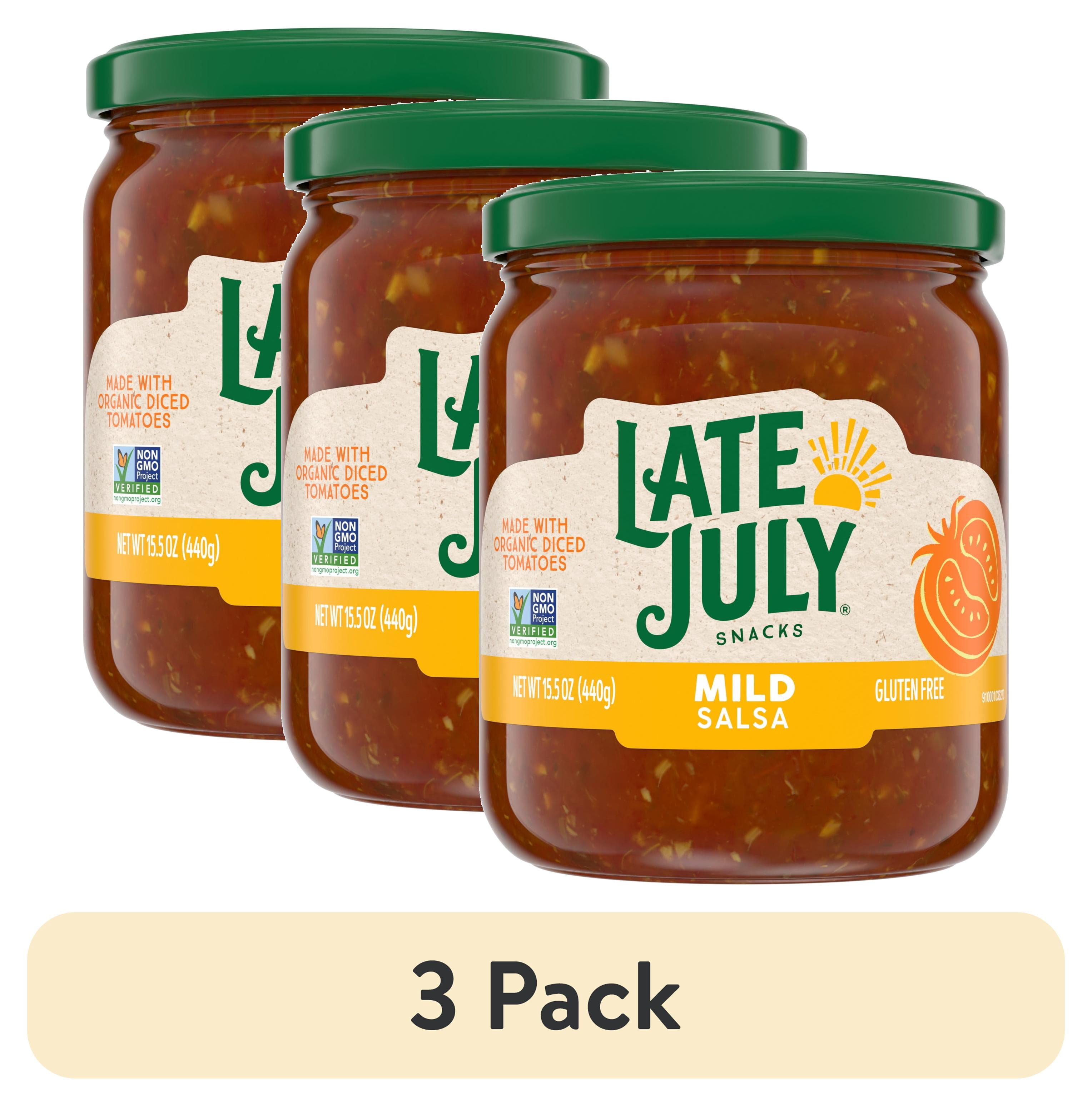 (3 pack) Late July Snacks Mild Salsa, 15.5 oz Jar