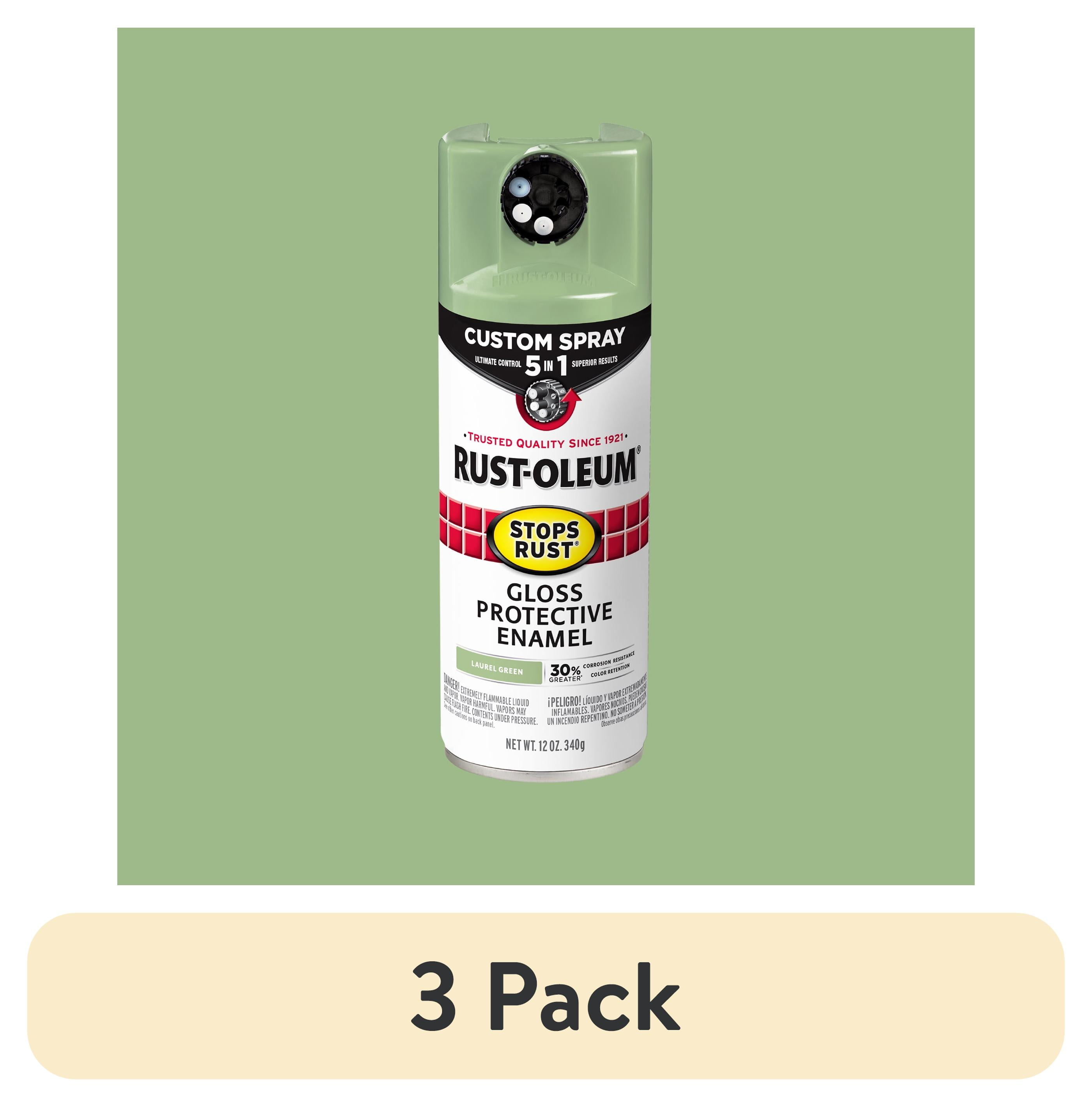 3 pack) Laurel Green, Rust-Oleum Stops Rust Custom Sprays 5 in 1