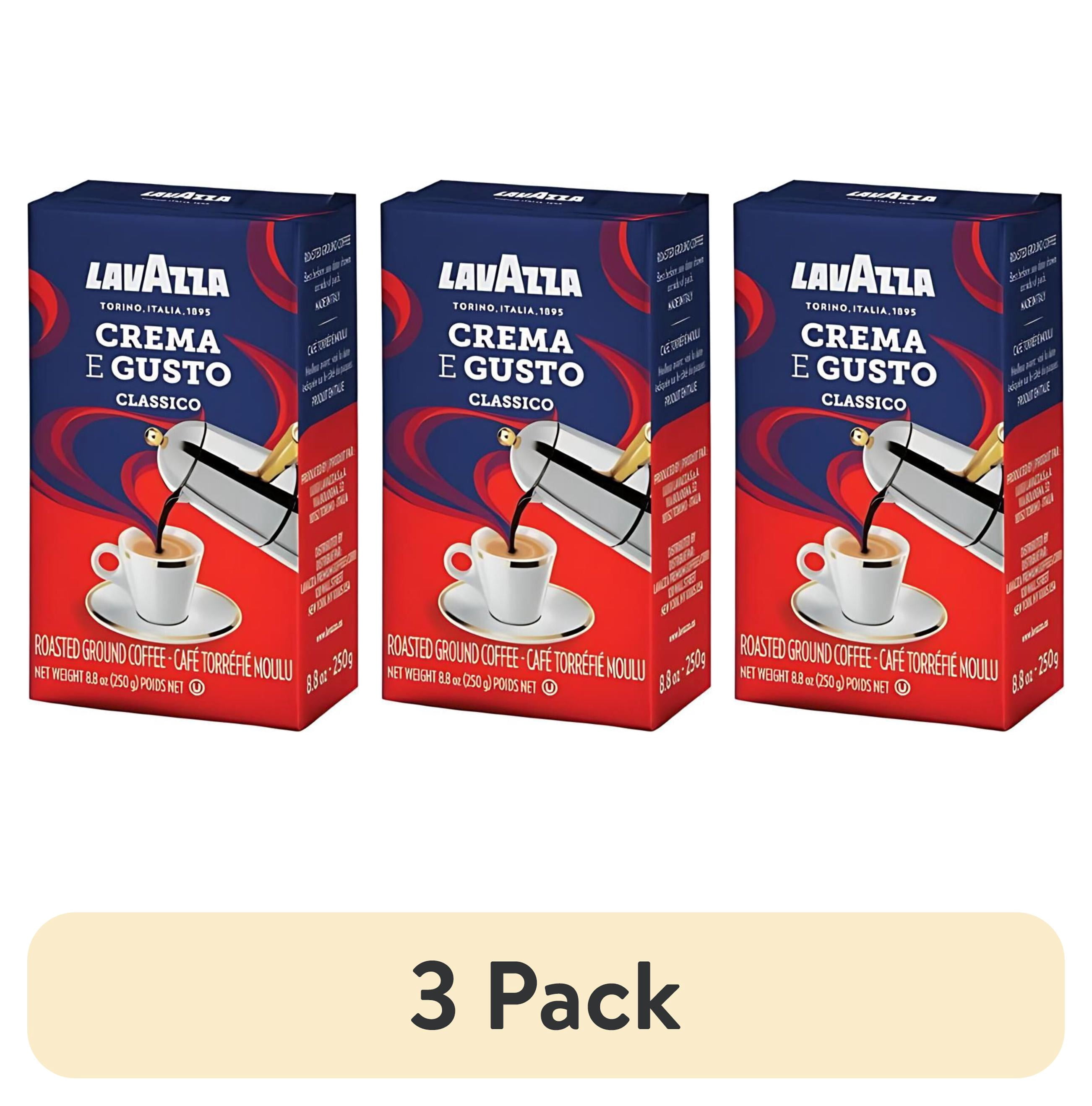 3 pack) Lavazza Crema e Gusto Ground Coffee, Medium Roast, Arabica